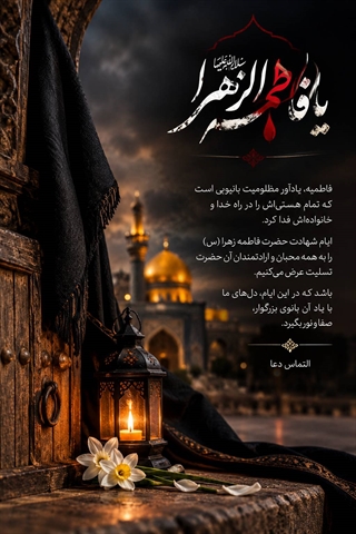 فرارسیدن ایام شهادت بانوی دو عالم، حضرت فاطمه زهرا (س)، را به محضر حضرت ولی‌عصر (عج)، مقام معظم رهبری و همه شیفتگان و ارادتمندان خاندان عصمت و طهارت تسلیت و تعزیت عرض می‌کنیم.